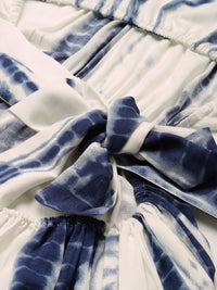 Thumbnail for Women White & Blue Tie and Dye A-Line Midi Dress