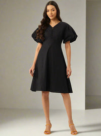 Thumbnail for Puff Sleeve Fit & Flare Dress