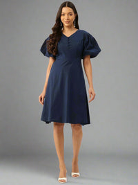 Thumbnail for Puff Sleeve Fit & Flare Midi Dress