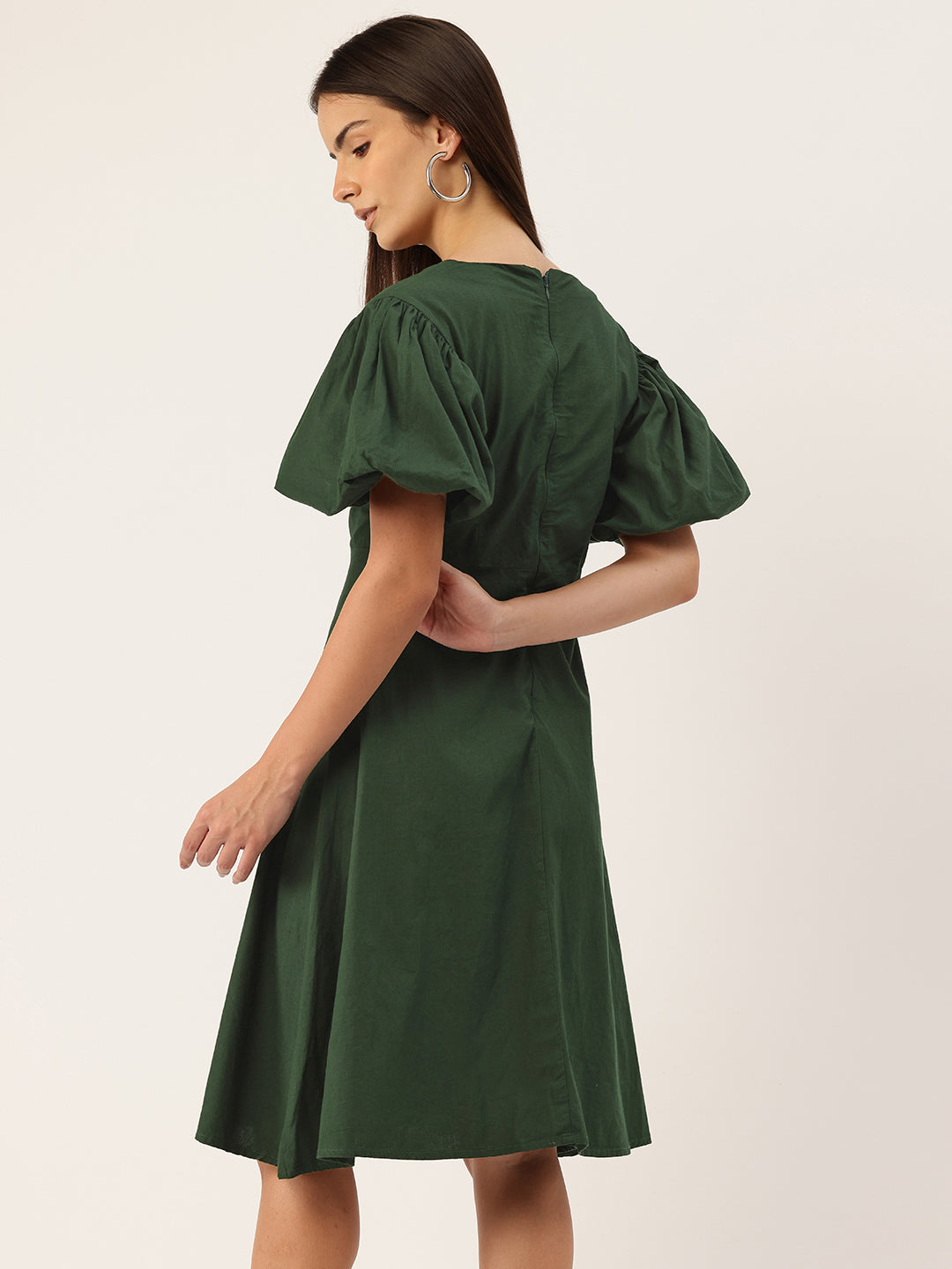 Puff Sleeves Fit & Flare Dress