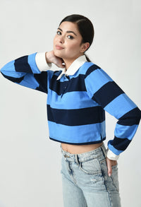 Thumbnail for Cropped Knitted Polo T-shirt - RueCollections