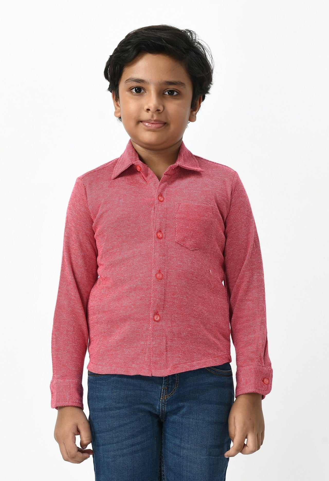 Kids Red Flannel Full Sleeves Shirt - RueCollections