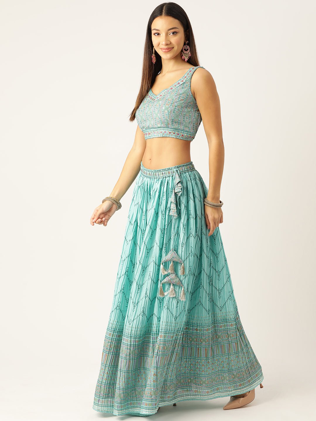 Mirror Work Ready to Wear Lehenga & Blouse With Dupatta - RueCollections