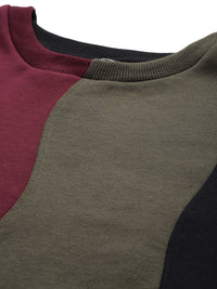 Thumbnail for Striped Colour Blocked Fleece Sweatshirt - RueCollections