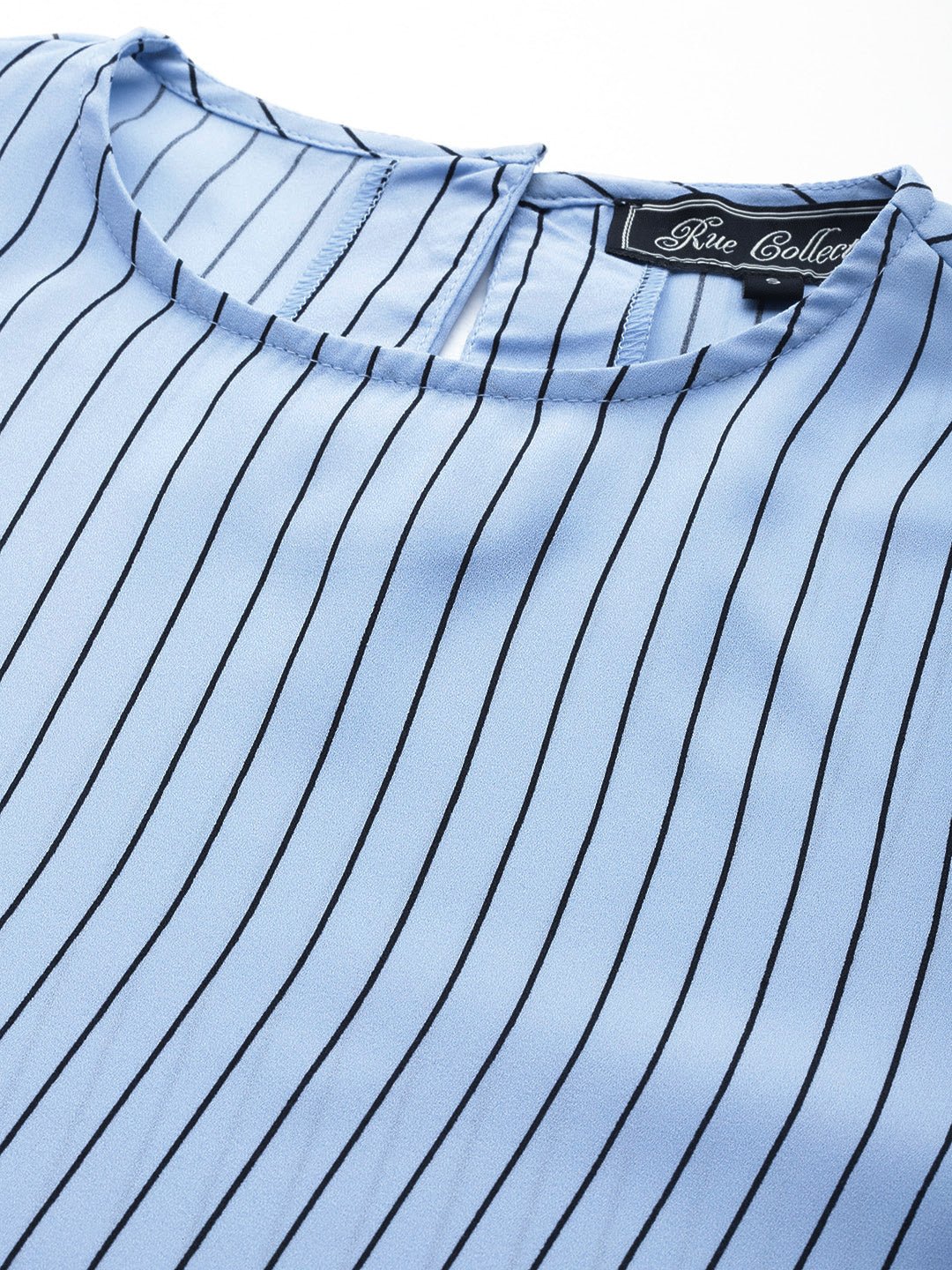 Striped Flared Sleeve Crepe Top - RueCollections