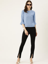 Thumbnail for Striped Flared Sleeve Crepe Top - RueCollections