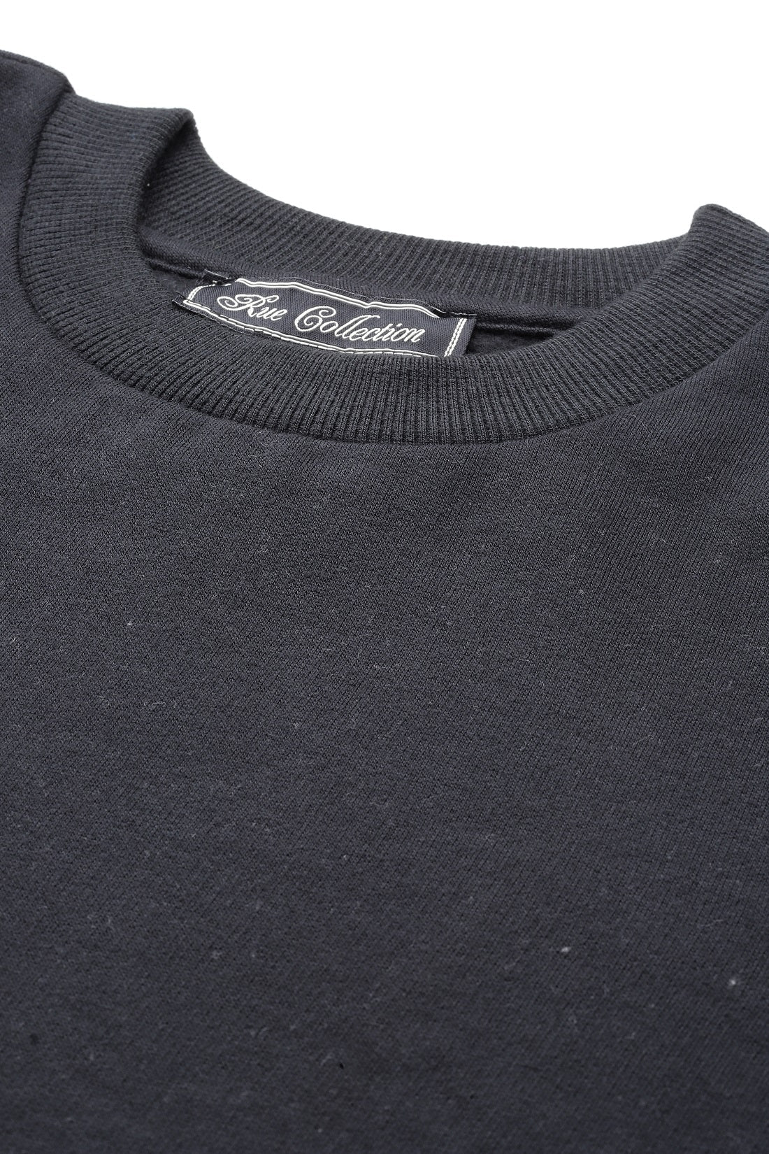 Women Black Colourblocked Pullover Sweatshirt - RueCollections