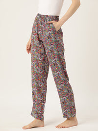 Thumbnail for Women Floral Printed Pure Cotton Lounge Pants - RueCollections
