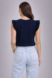 Thumbnail for Women Solid Navy Blue crop Top