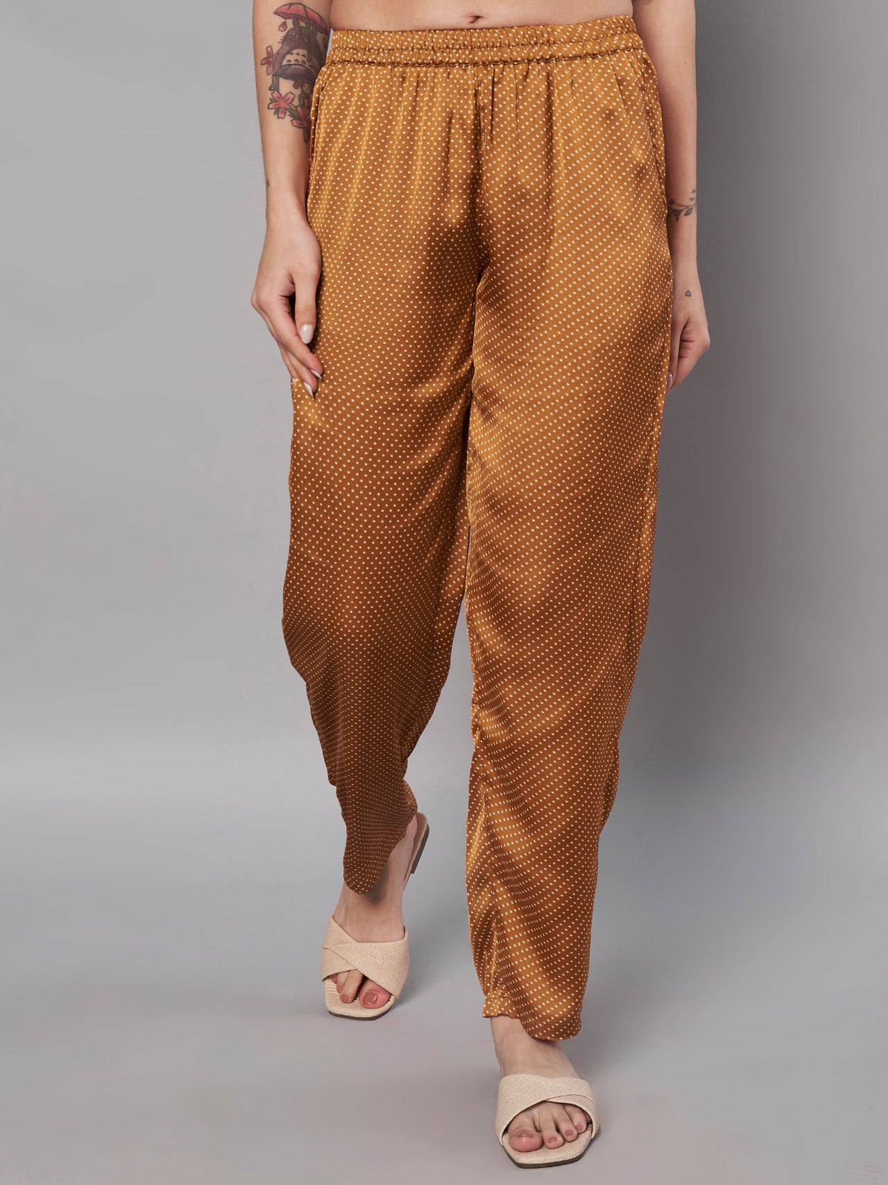 Solid Stylish Brown Trousers For Women