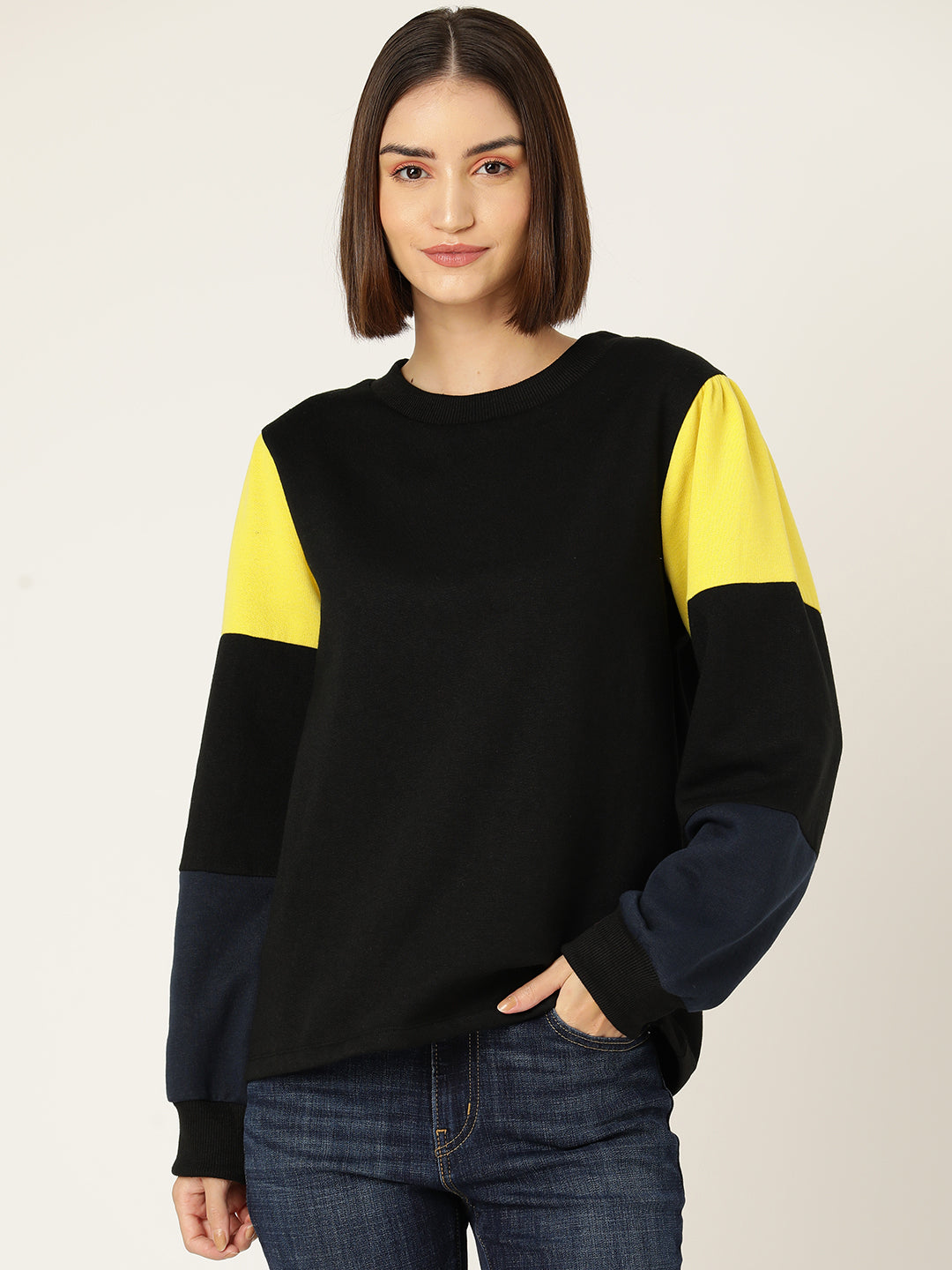 Colour Blocked Fleece Sweatshirt