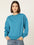 Turquoise Blue Solid Fleece Sweatshirt