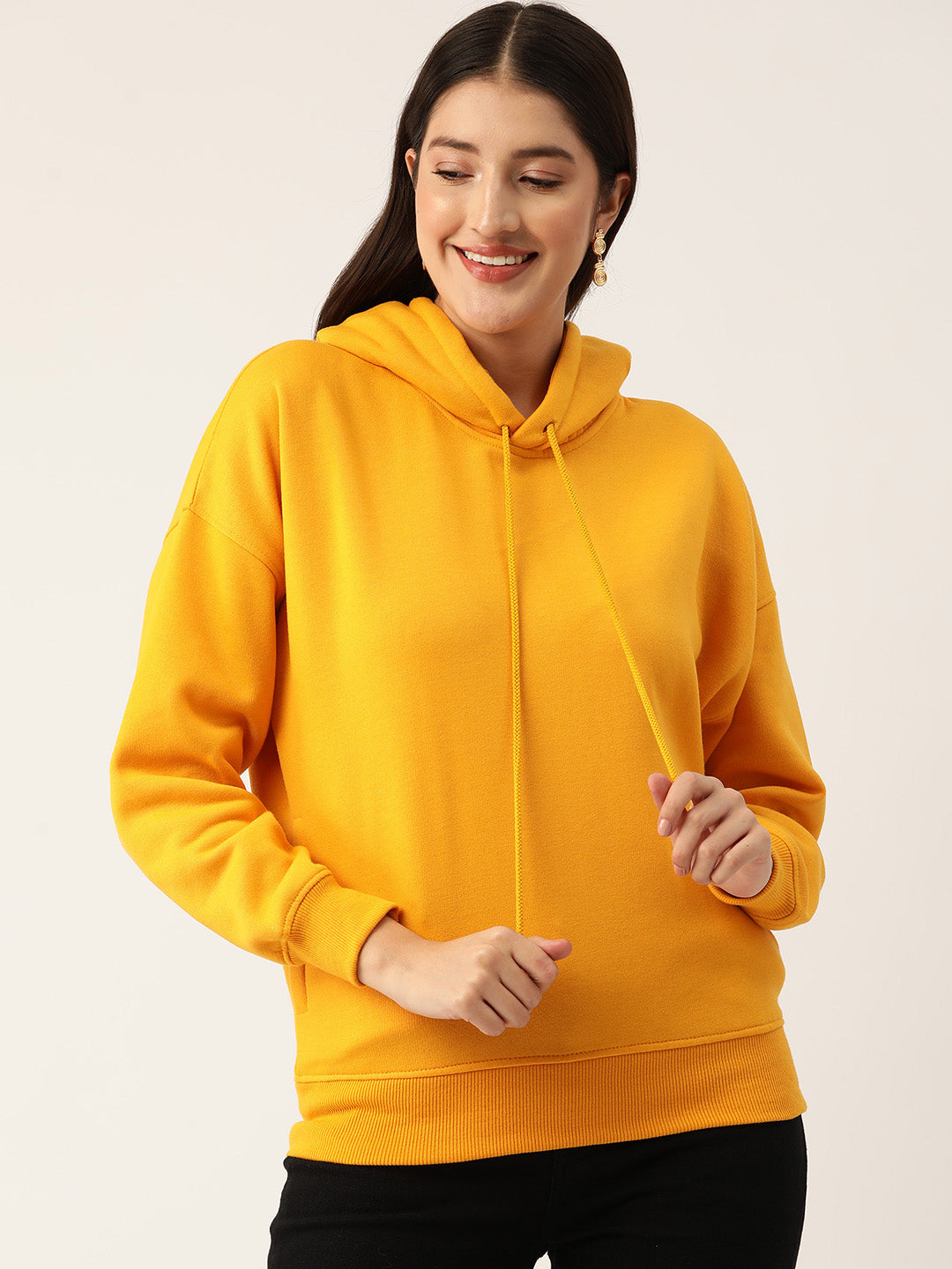 Yellow Hooded Fleece Sweatshirt