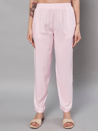 Thumbnail for Solid Stylish Pink Trousers For Women