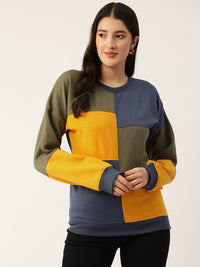 Thumbnail for Blue Colourblocked Fleece Sweatshirt