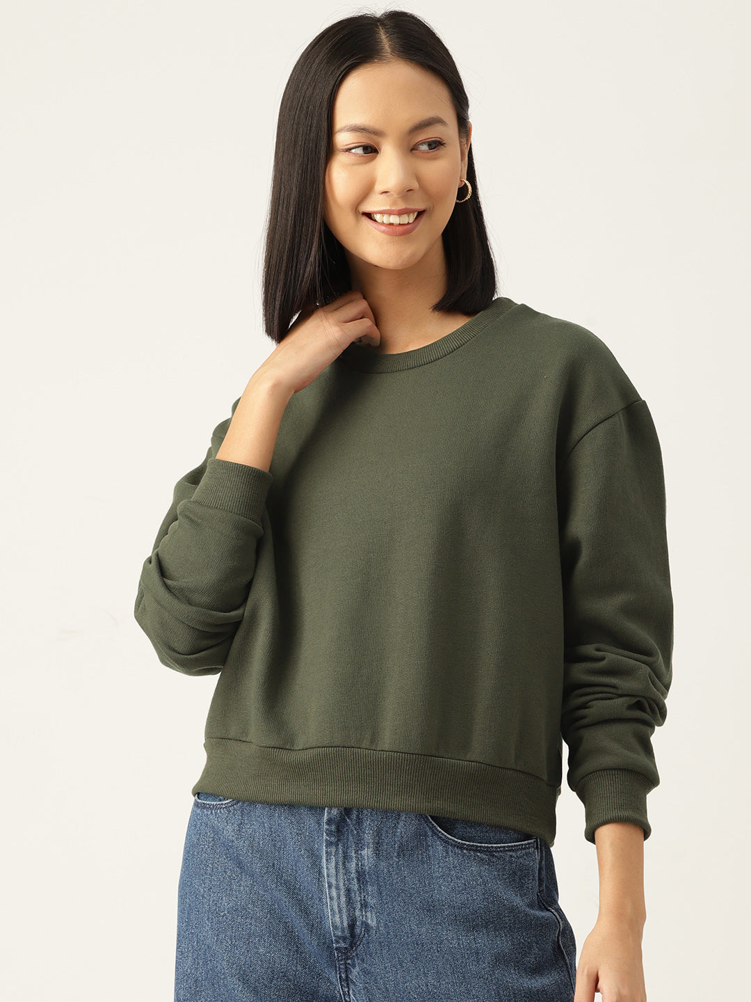 Solid Olive Green Sweatshirt