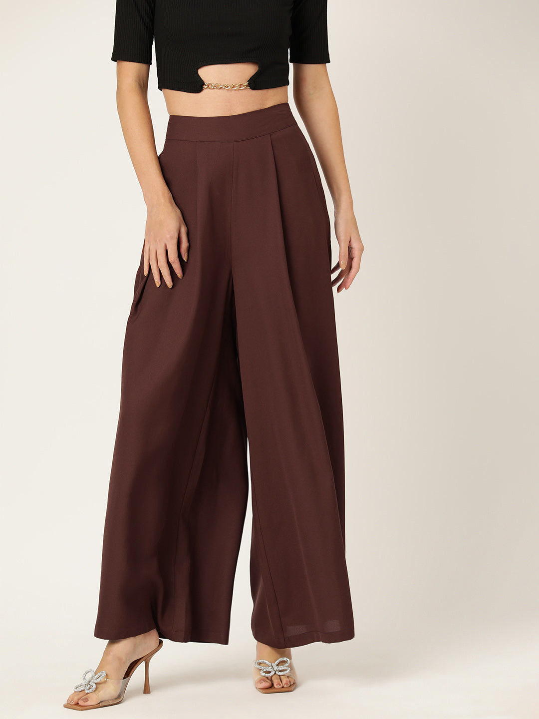 Buy Two Trousers Brown And Multicolor