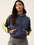 Yellow Striped Navy Blue Hooded Fleece Sweatshirt