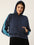 Navy Blue Striped Fleece Hooded Sweatshirt