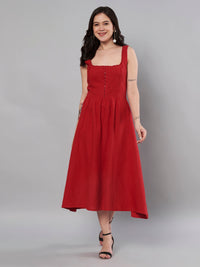 Thumbnail for Red color stylish solid dress for women