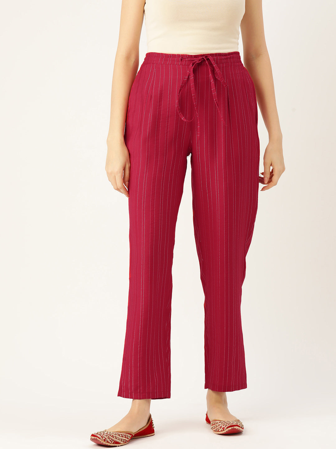 Buy Two Trousers Maroon And Navy Blue