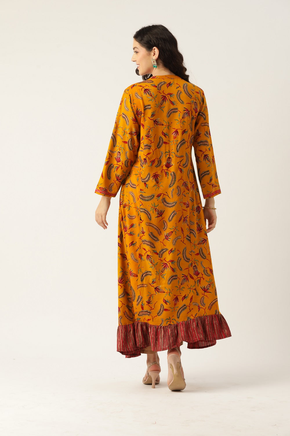 Women Yellow Embellished Anarkali Kurta