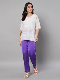 Thumbnail for Solid Stylish Purple Trousers For Women