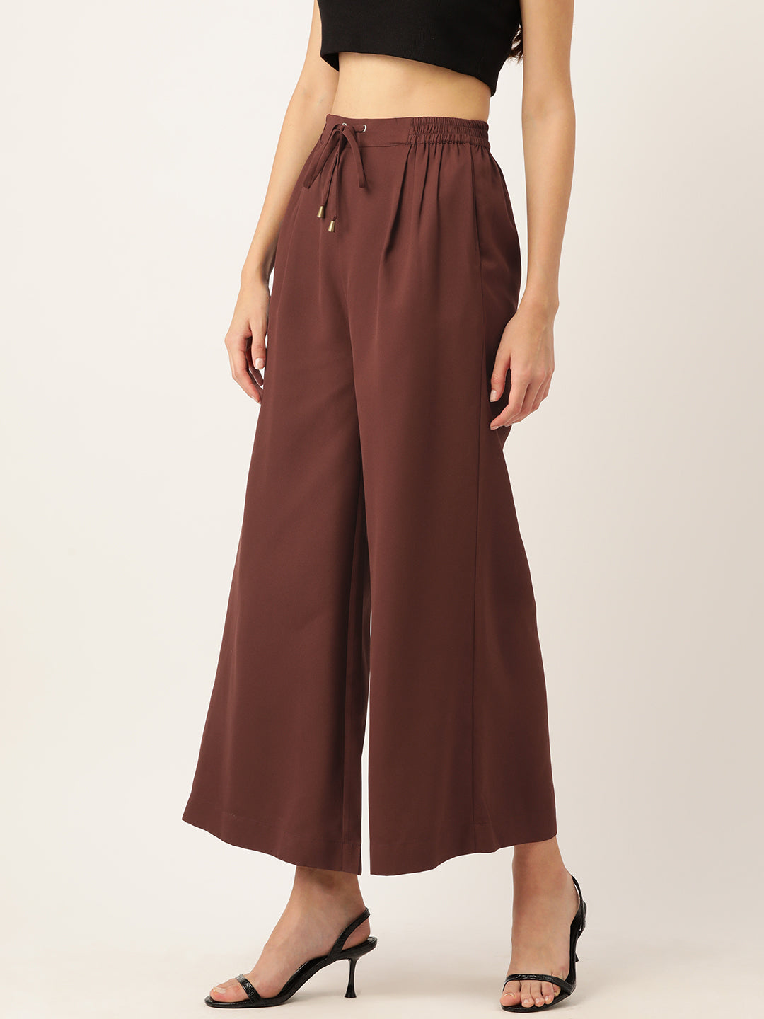 Rue Collection Brown Relaxed Loose Fit High-Rise Pleated Culottes
