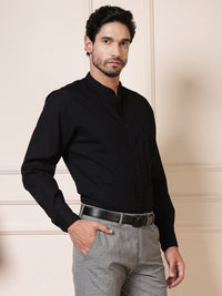 Thumbnail for Men Black Solid Cotton Casual Shirt Full Sleeve Regular Fit Everyday Wear