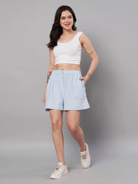 Thumbnail for Blue Casual Shorts for Women