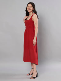 Thumbnail for Red color stylish solid dress for women