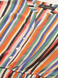 Thumbnail for Women Multicoloured Striped Capri Jumpsuit