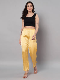 Thumbnail for Solid Stylish Mustard Trousers For Women