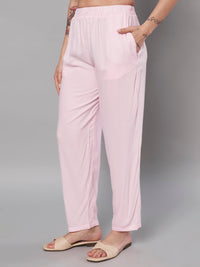 Thumbnail for Solid Stylish Pink Trousers For Women