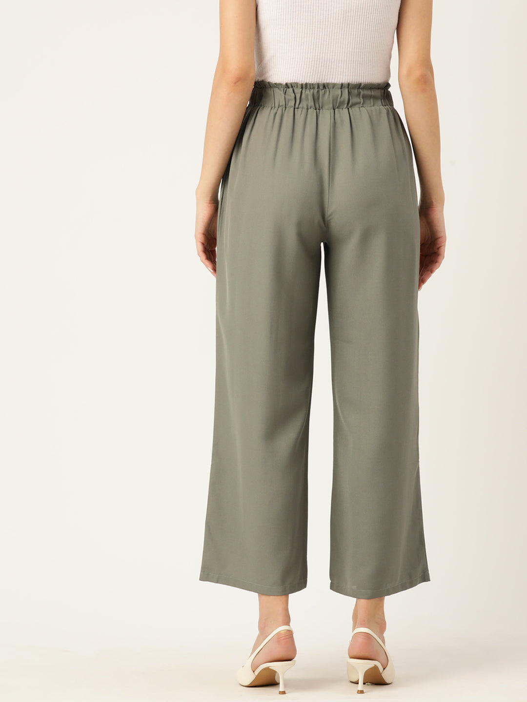 Women Relaxed Loose Fit High-Rise Parallel Trousers