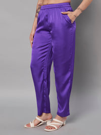 Thumbnail for Solid Stylish Purple Trousers For Women