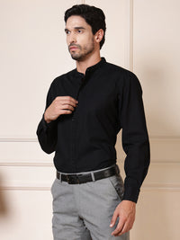 Thumbnail for Men Black Solid Cotton Casual Shirt Full Sleeve Regular Fit Everyday Wear