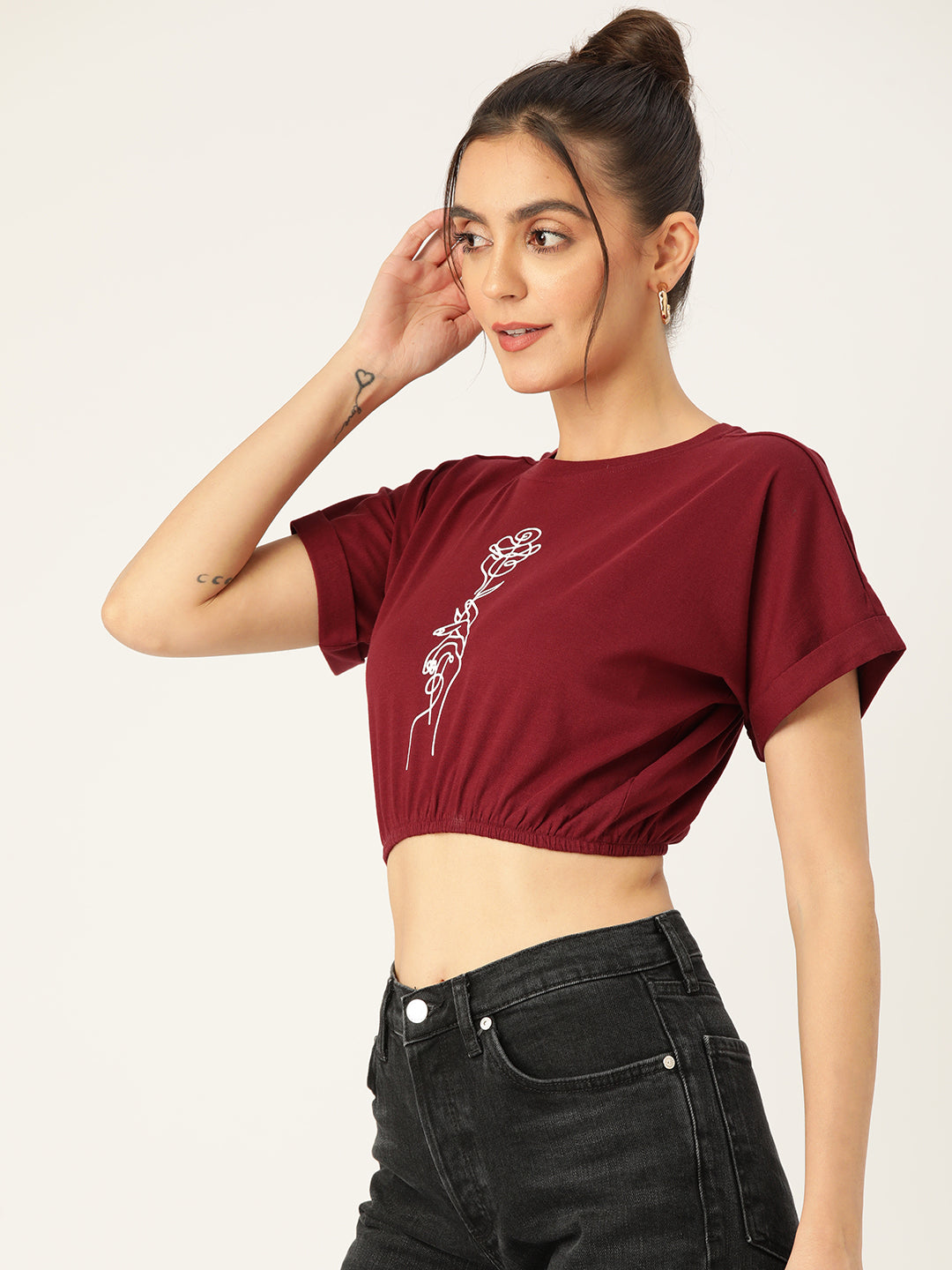 Buy Two Tops Green And Maroon