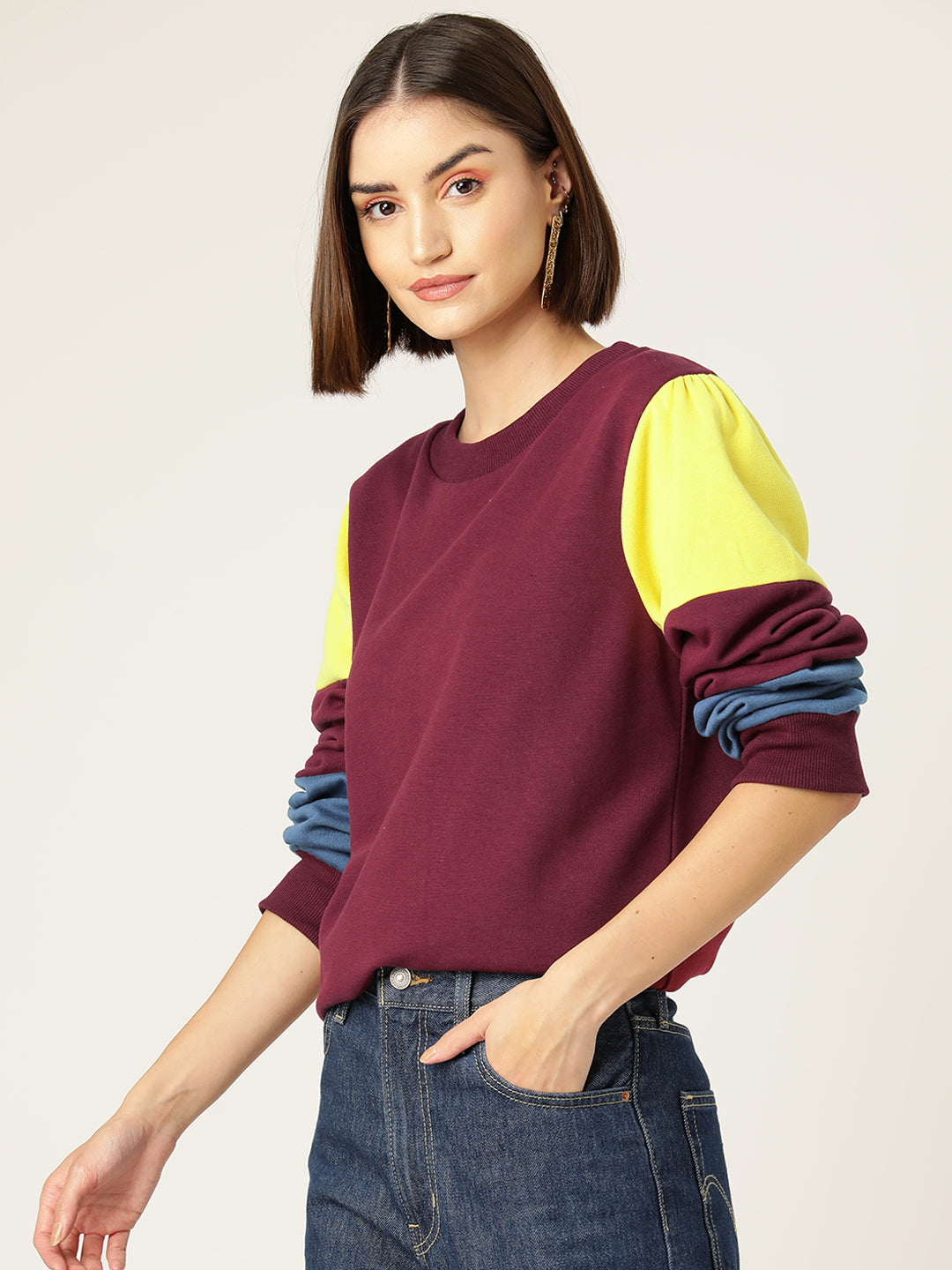 Colour Blocked Fleece Sweatshirt