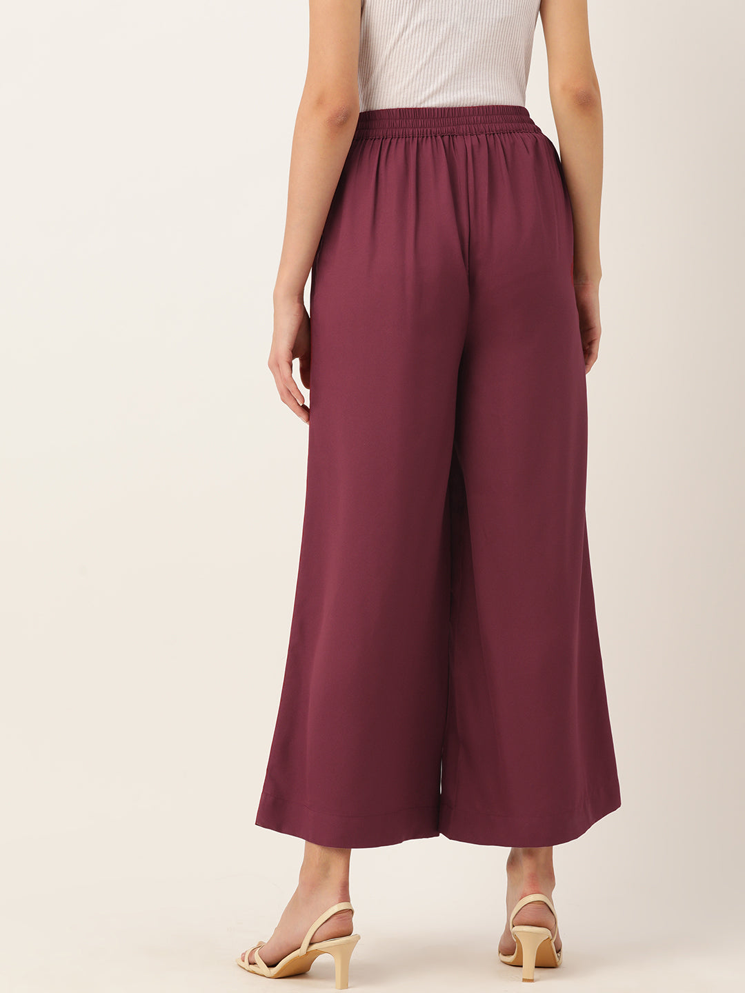 Rue Collection Maroon Relaxed Loose Fit High-Rise Pleated Culottes