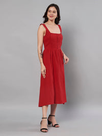 Thumbnail for Red color stylish solid dress for women