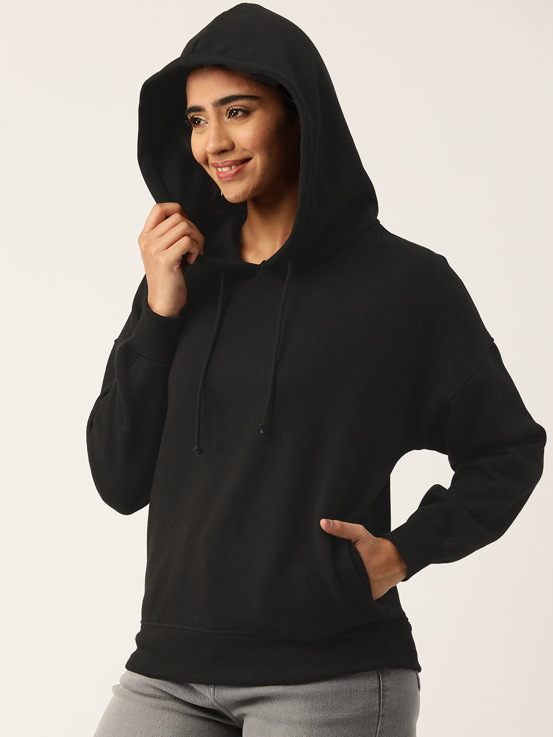Black Hooded Fleece Sweatshirt