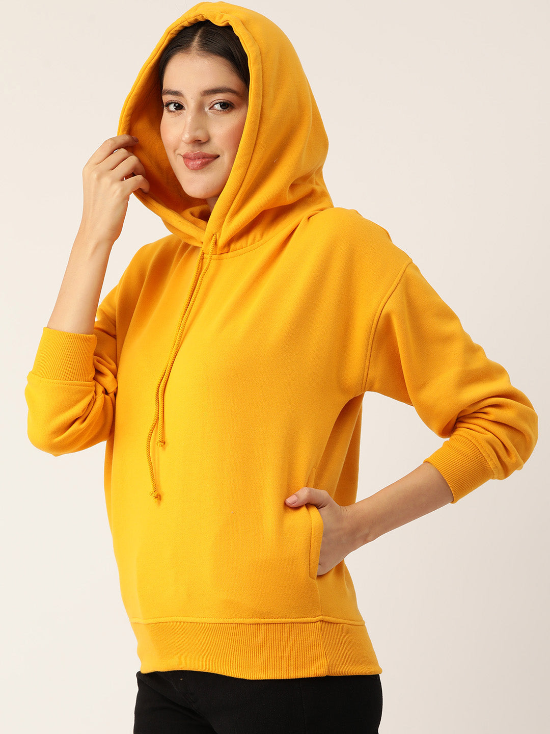 Yellow Hooded Fleece Sweatshirt