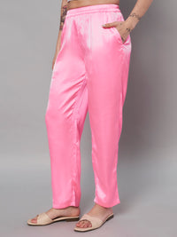 Thumbnail for Solid Stylish Pink Trousers For Women