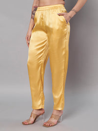 Thumbnail for Solid Stylish Mustard Trousers For Women