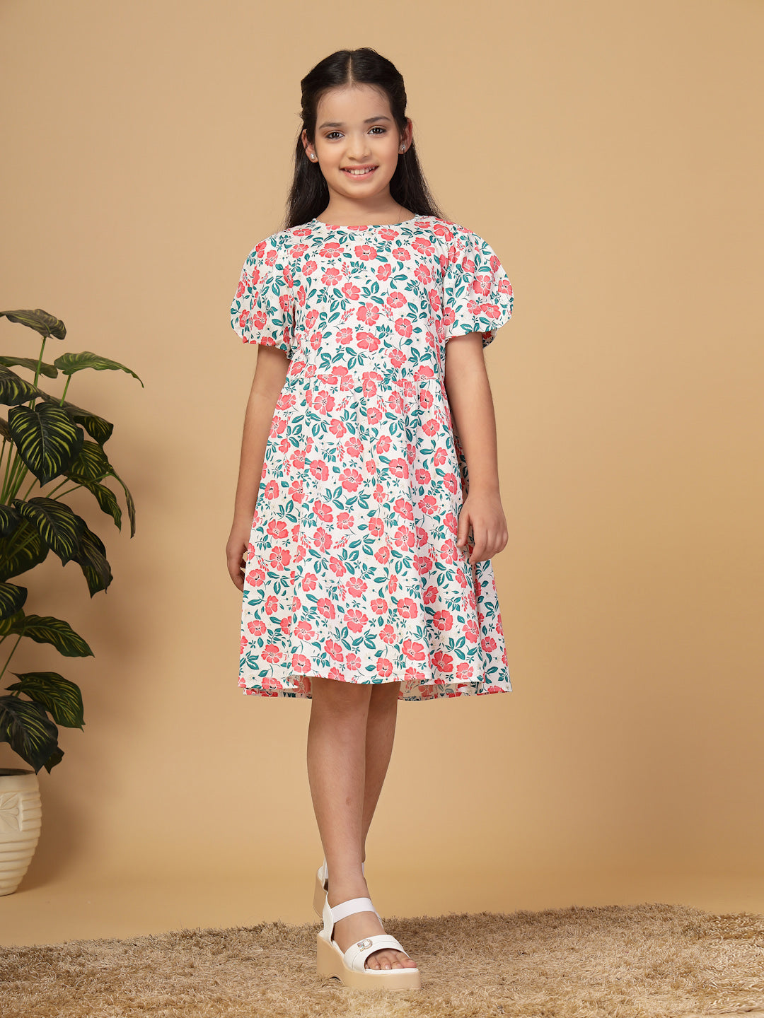 Floral Print Cotton Fit & Flare Dress