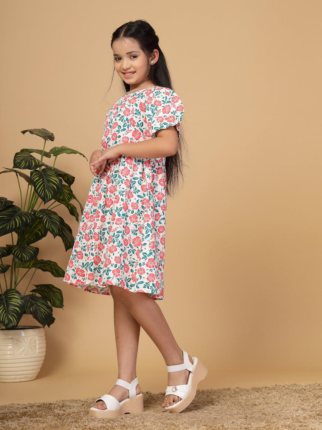 Floral Print Cotton Fit & Flare Dress