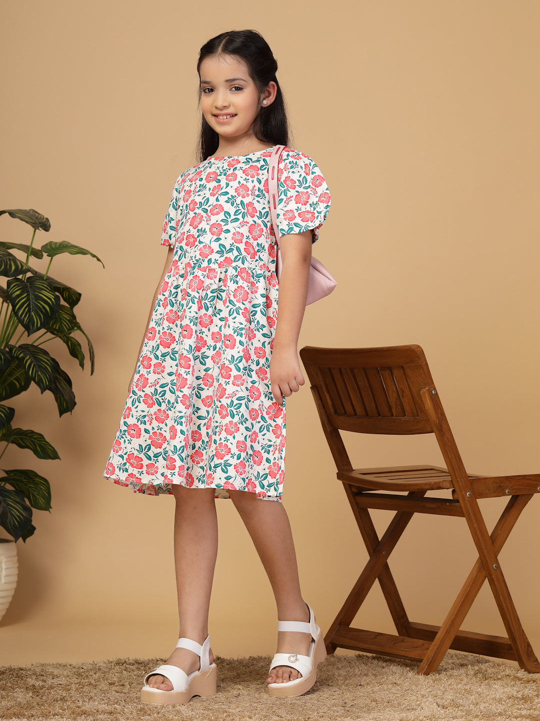 Floral Print Cotton Fit & Flare Dress