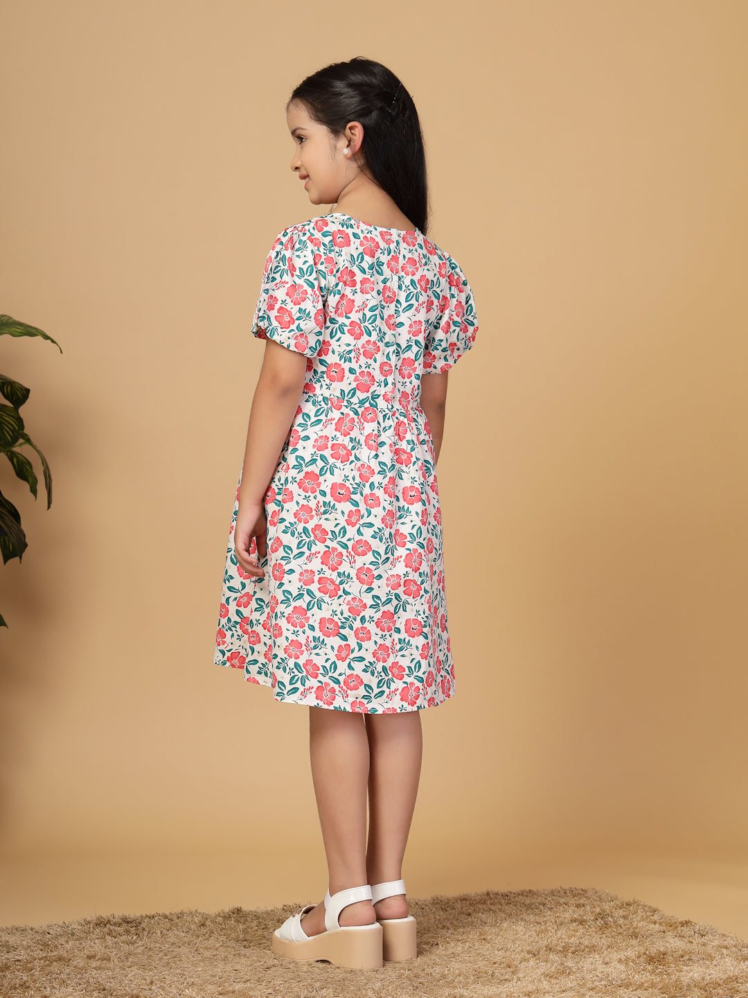 Floral Print Cotton Fit & Flare Dress