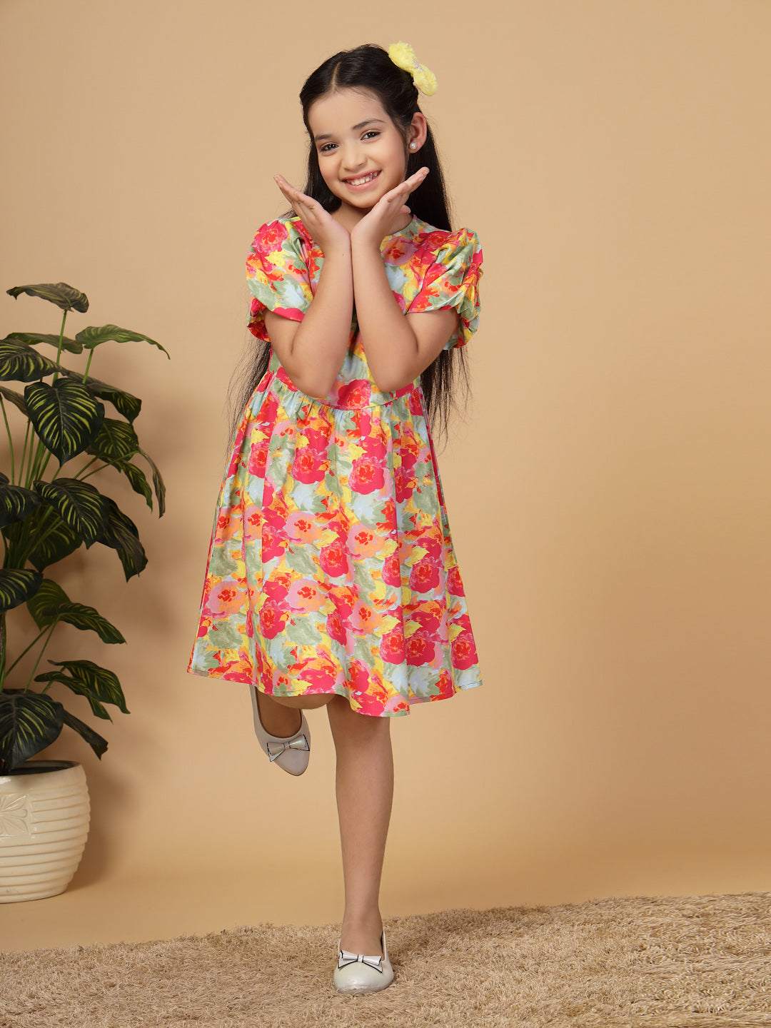 Floral Print Cotton Fit & Flare Dress